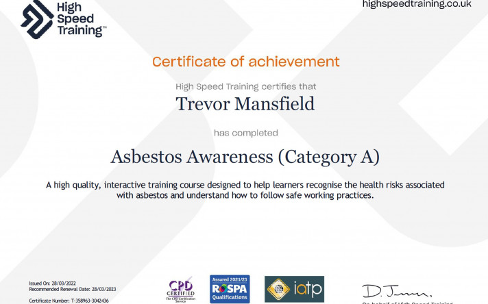 Asbestos Awareness (CatA) Certificate | Drain Away Drains